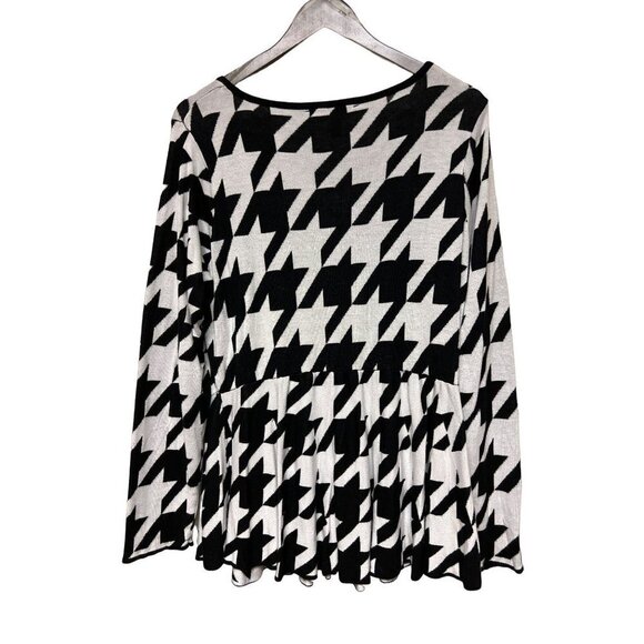 Ashley Stewart Black White Large Houndstooth Print Swing Top Women's 18 20 - Picture 2 of 8